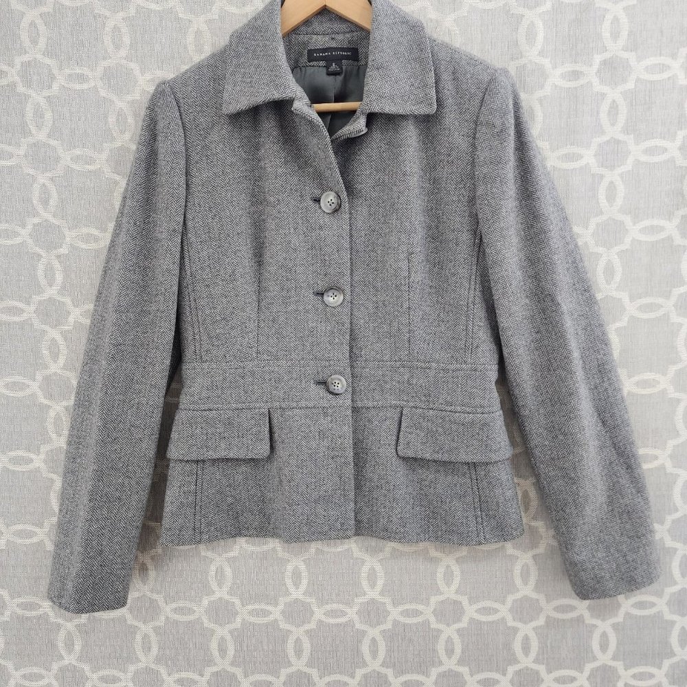 Banana Republic Wool Gray Button Blazer Women's 6